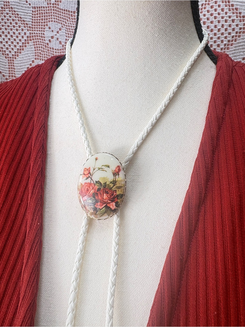 Convertible Rose Portrait Bolo Tie & Brooch